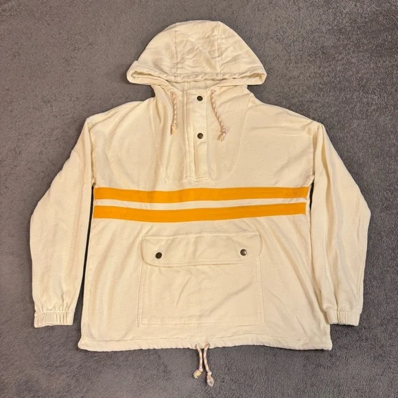 Faherty Womens Daybreak French Terry Hoodie 1/4 Snap Kangaroo Pocket Medium - Picture 5 of 16